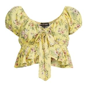 3 for $15 Almost Famous Yellow Tie Crop Top L